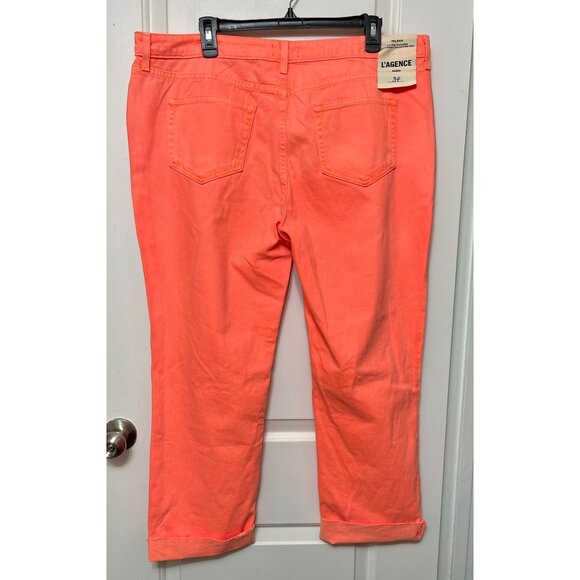 New L'AGENCE Milana Low Rise Stovepipe Straight-Leg Jean in Bright Coral size 34 - Picture 11 of 15